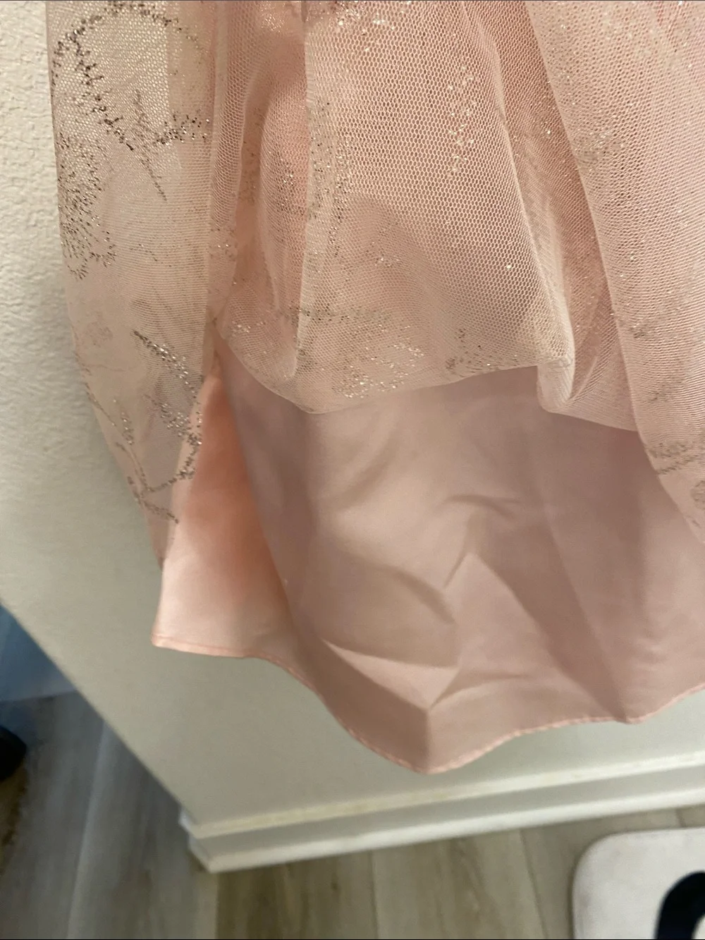 Jona Michelle Black Velvet Bodice with Blush Pink Tulle Skirt Flower Dress